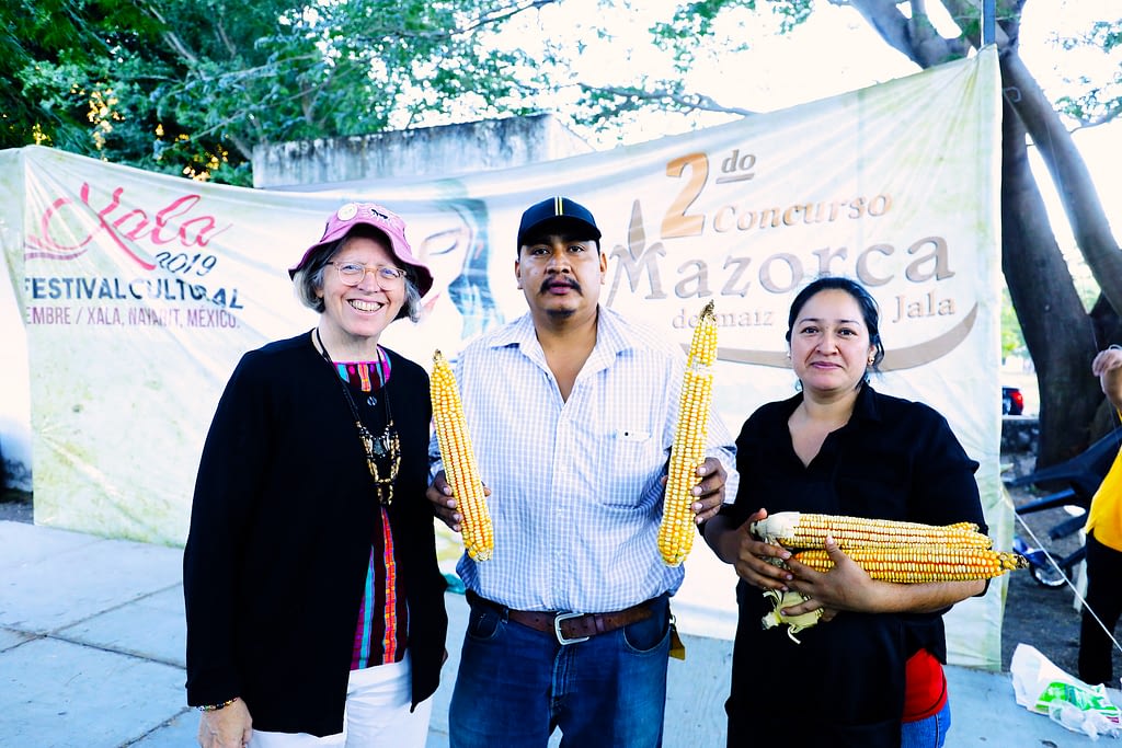 Costich with the winners of the Second Harvest Fair and Largest Mature Ear of Jala Maize Contest in Coapa, in Mexico’s Nayarit state.