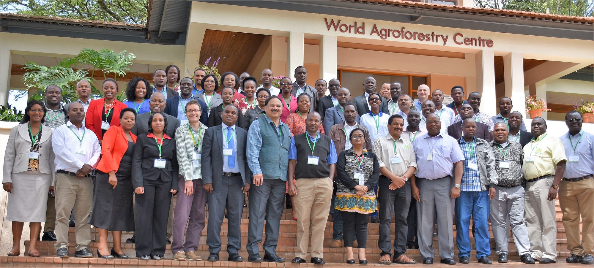 Delegates of the 3-year review conference pose for a group photograph at the ICRAF Campus in Nairobi. (Photo: Joshua Masinde/CIMMYT)