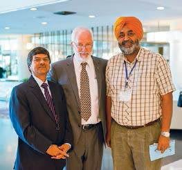Dr. Tom Lupkin, CIMMYT Director General, with participants Dr. H.S. Gupta, director general of the Borlaug Institute for South Asia (BISA) and Dr. H.S. Sidhu, Senior Research Engineer, CIMMYT India.