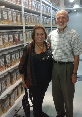 Larry Cooley and his wife, Marina Fanning visiting the CIMMYT germplasm bank. Photo: CIMMYT.