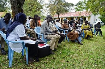 Members of Boro Farmers Innovation Platform attend a SIMLESA meeting.