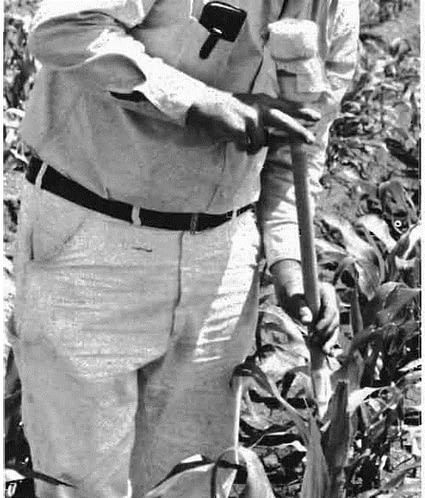 Crop entomologists were laboriously placing young insect larvae onto plants in greenhouses and in the field until 1976, when Mihm developed the “bazooka.” A plastic tube with a valve that quickly and easily delivered a uniform mixture of corn grits and insect larvae into individual maize plants, the innovation allowed researchers to infest hundreds of plants in a single morning.