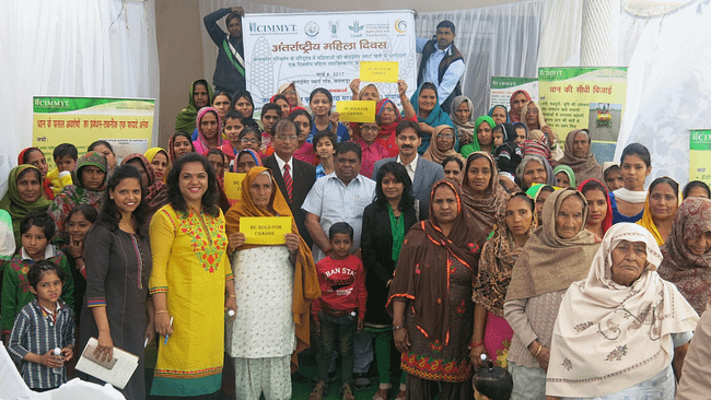 In celebration of International Women’s Day, 150 women from villages across Haryana and Bihar, India joined to celebrate the adoption of climate-smart agriculture in their communities. Photo: Kailash C Kalvaniya/ CIMMYT 