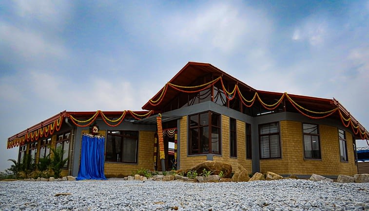 Main building of CIMMYT’s maize doubled haploid facility in Kunigal, Karnataka state, India. (Photo: CIMMYT)