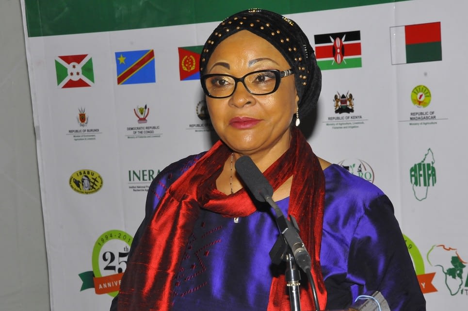 Josefa Leonel Correia Sacko, Commissioner for Rural Economy and Agriculture of the African Union, speaks at the SIMLESA regional forum. (Photo: Jerome Bossuet)